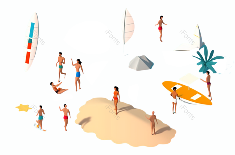 插画图片,海滩元素,太阳PNG,沙滩椅免抠素材